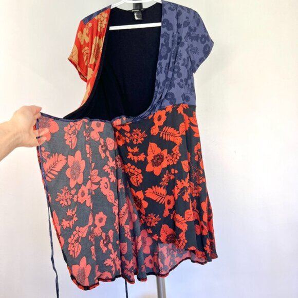 Sz EU40- Desigual Vevey Short Sleeve Abstract Floral Multicolor Midi Wrap Dress - Picture 5 of 16